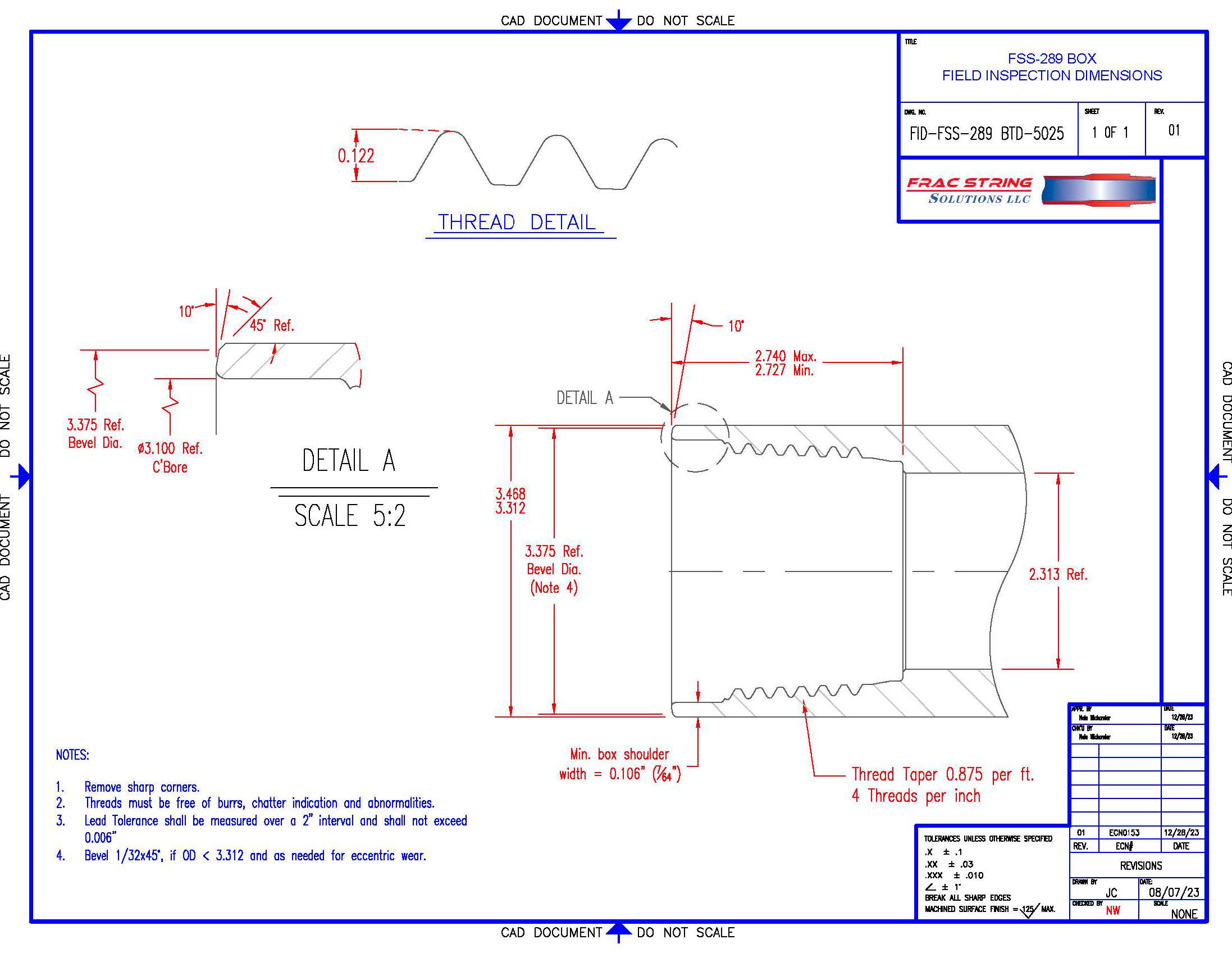Field Inspection Drawing, FSS-289 Box