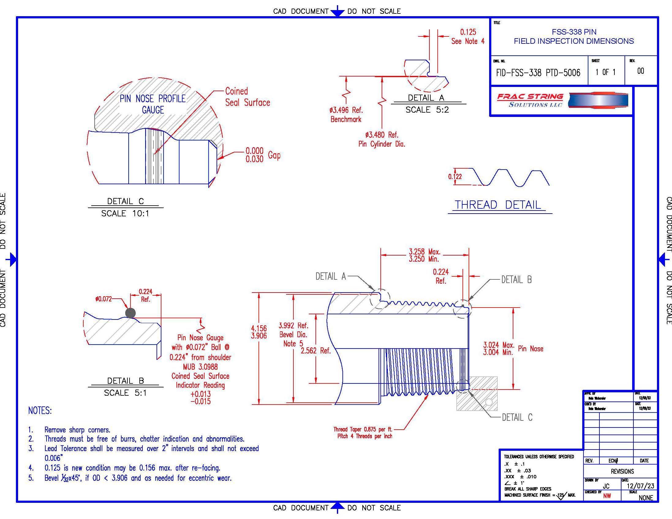 Field Inspection Drawing, FSS-338® Pin
